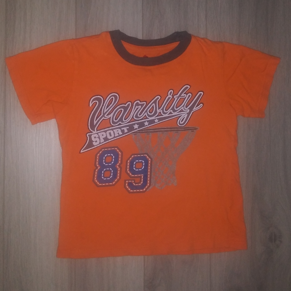 Boy's Orange Varsity Basketball T-shirt by Club House - Size 5/6 - Pre-owned